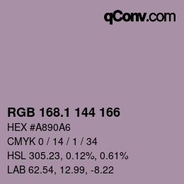 カラーコード: RGB 168.1 144 166 | qconv.com