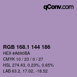 カラーコード: RGB 168.1 144 186 | qconv.com