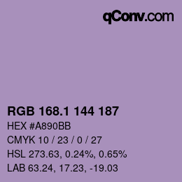 カラーコード: RGB 168.1 144 187 | qconv.com