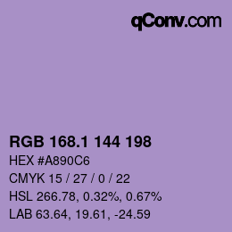 カラーコード: RGB 168.1 144 198 | qconv.com