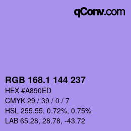 カラーコード: RGB 168.1 144 237 | qconv.com