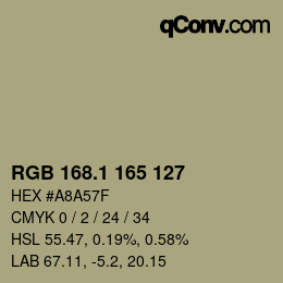 Color code: RGB 168.1 165 127 | qconv.com