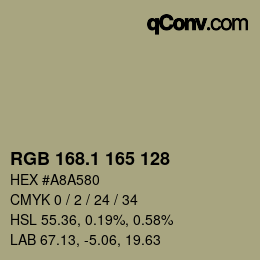 カラーコード: RGB 168.1 165 128 | qconv.com
