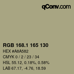 カラーコード: RGB 168.1 165 130 | qconv.com