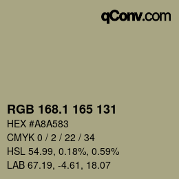 カラーコード: RGB 168.1 165 131 | qconv.com