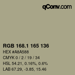 カラーコード: RGB 168.1 165 136 | qconv.com