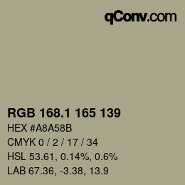 カラーコード: RGB 168.1 165 139 | qconv.com