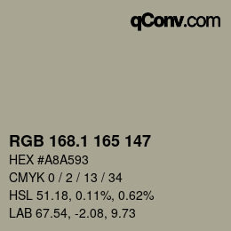 Color code: RGB 168.1 165 147 | qconv.com