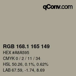 Color code: RGB 168.1 165 149 | qconv.com