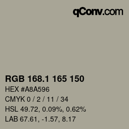 Color code: RGB 168.1 165 150 | qconv.com