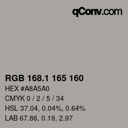 Color code: RGB 168.1 165 160 | qconv.com