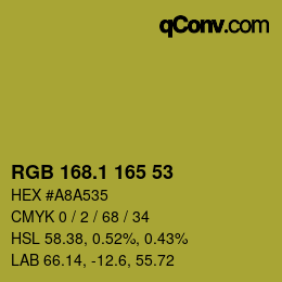 カラーコード: RGB 168.1 165 53 | qconv.com