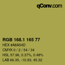 カラーコード: RGB 168.1 165 77 | qconv.com