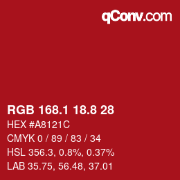 カラーコード: RGB 168.1 18.8 28 | qconv.com