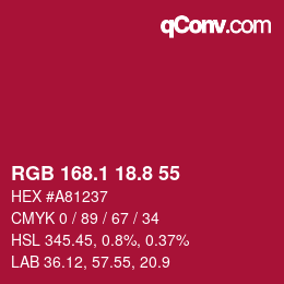 カラーコード: RGB 168.1 18.8 55 | qconv.com