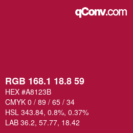 カラーコード: RGB 168.1 18.8 59 | qconv.com