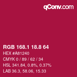 カラーコード: RGB 168.1 18.8 64 | qconv.com