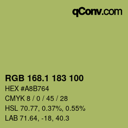 カラーコード: RGB 168.1 183 100 | qconv.com