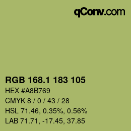 カラーコード: RGB 168.1 183 105 | qconv.com