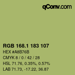 カラーコード: RGB 168.1 183 107 | qconv.com
