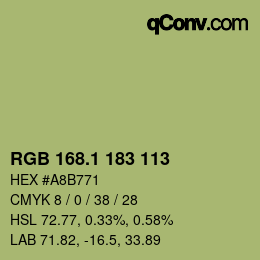 カラーコード: RGB 168.1 183 113 | qconv.com