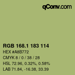 カラーコード: RGB 168.1 183 114 | qconv.com