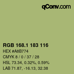カラーコード: RGB 168.1 183 116 | qconv.com