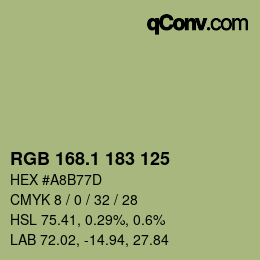 カラーコード: RGB 168.1 183 125 | qconv.com