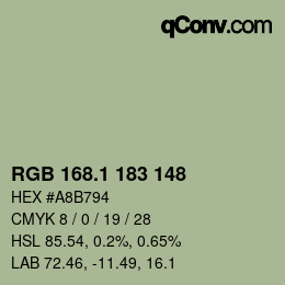 カラーコード: RGB 168.1 183 148 | qconv.com