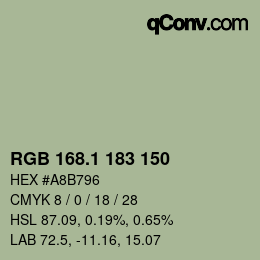 カラーコード: RGB 168.1 183 150 | qconv.com