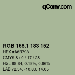 Color code: RGB 168.1 183 152 | qconv.com