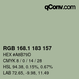 カラーコード: RGB 168.1 183 157 | qconv.com