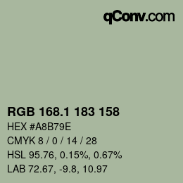 カラーコード: RGB 168.1 183 158 | qconv.com