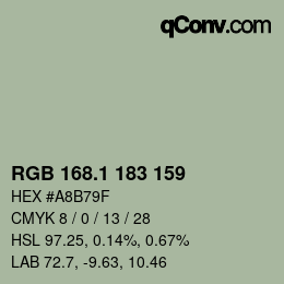 Color code: RGB 168.1 183 159 | qconv.com
