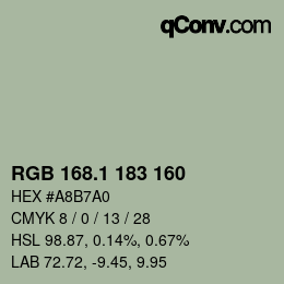 カラーコード: RGB 168.1 183 160 | qconv.com