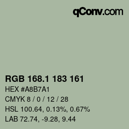 Color code: RGB 168.1 183 161 | qconv.com