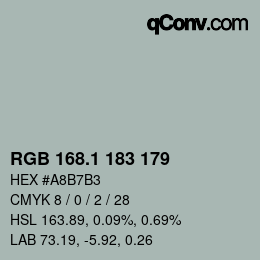 Color code: RGB 168.1 183 179 | qconv.com
