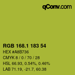 カラーコード: RGB 168.1 183 54 | qconv.com
