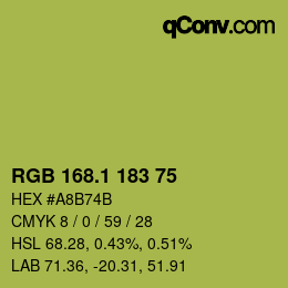 カラーコード: RGB 168.1 183 75 | qconv.com