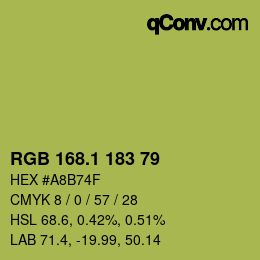 カラーコード: RGB 168.1 183 79 | qconv.com