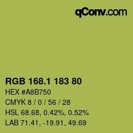 カラーコード: RGB 168.1 183 80 | qconv.com