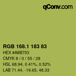 カラーコード: RGB 168.1 183 83 | qconv.com