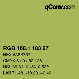 カラーコード: RGB 168.1 183 87 | qconv.com