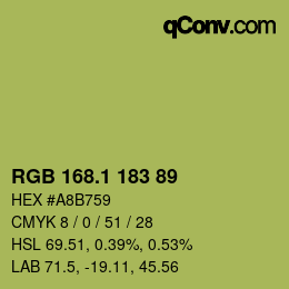 カラーコード: RGB 168.1 183 89 | qconv.com