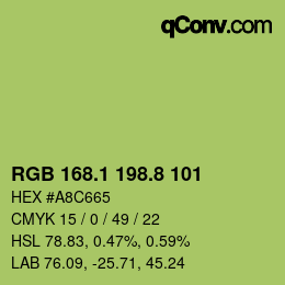 カラーコード: RGB 168.1 198.8 101 | qconv.com