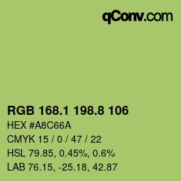 カラーコード: RGB 168.1 198.8 106 | qconv.com