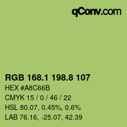 カラーコード: RGB 168.1 198.8 107 | qconv.com