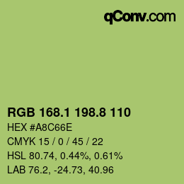 カラーコード: RGB 168.1 198.8 110 | qconv.com
