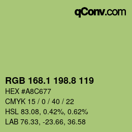 カラーコード: RGB 168.1 198.8 119 | qconv.com