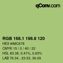 カラーコード: RGB 168.1 198.8 120 | qconv.com